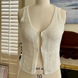 Cream Knit Sleeveless Cardigan